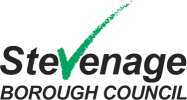 Stevenage Borough Council logo. The logo features the word 'Stevenage' in black, with a stylized green checkmark integrated into the letter 'V'. Below, 'BOROUGH COUNCIL' is written in uppercase black letters.