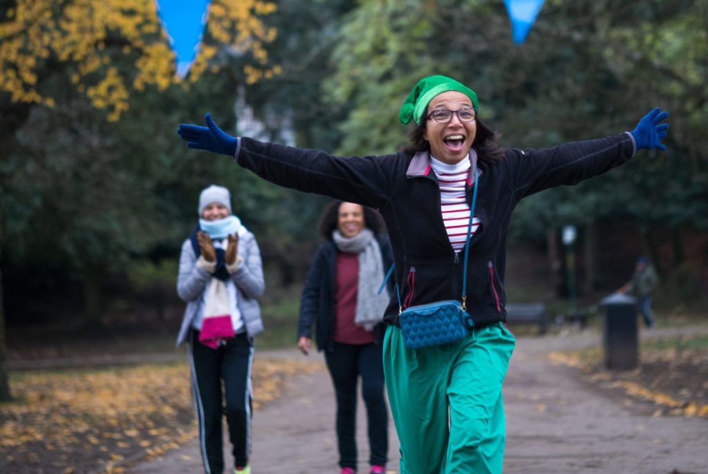 Mental Elf runner enthusiastically finishing the race!